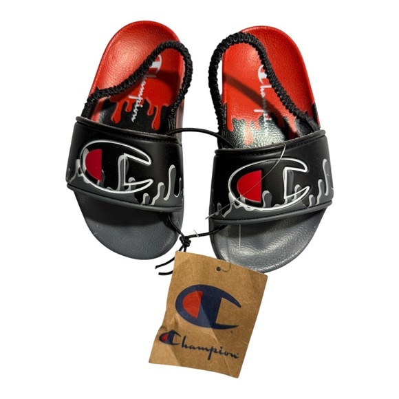 Champion Other - Champion Kids Toddler Slides Sandals‎ IPO Drip Scarlet Black Gray Size 8 NWT